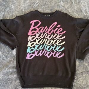 Barbie Black and Pink Crewneck Sweater with Gradient Logo
